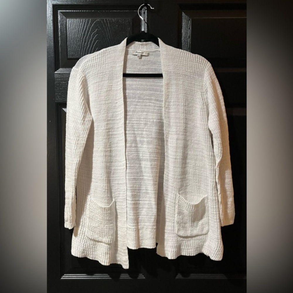 Madewell Linen/Cotton Waffle Knit Cardigan Sweater